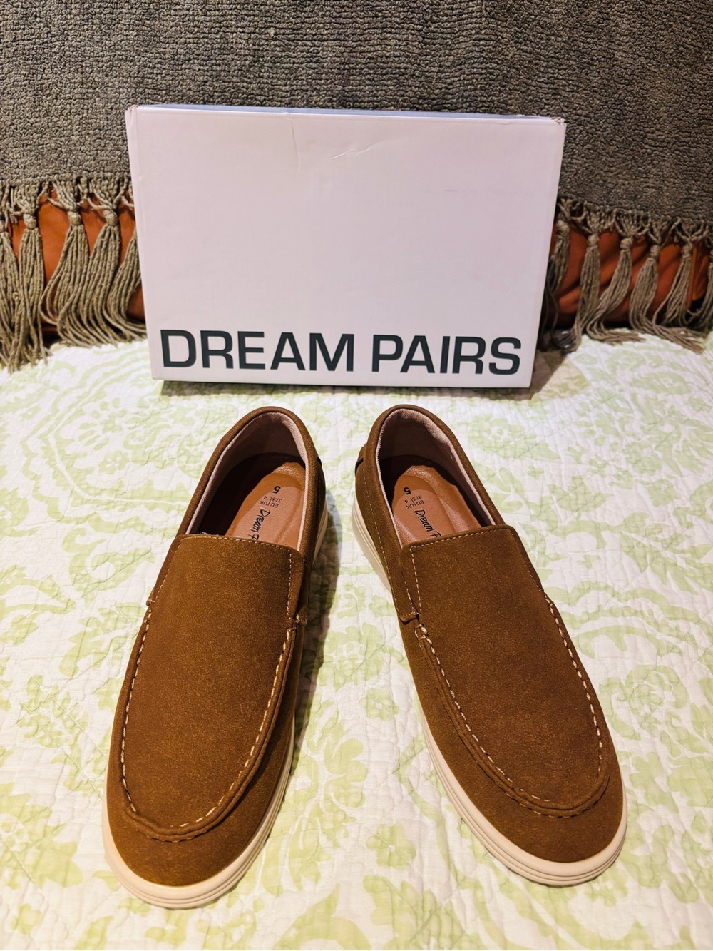 Dream Pairs Kids Suede Slip-On Loafers in Brown